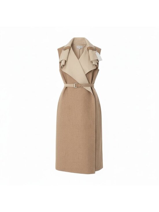Hermes Jackets & Blazers - Hermes Double Face Wrap Coat Sleeveless Long Pink Beige Cashmere 38